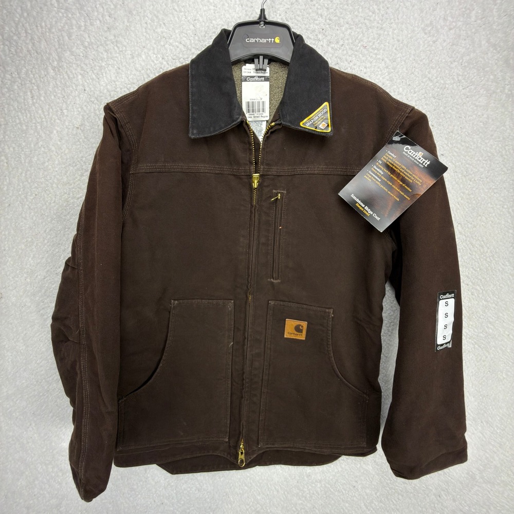 Carhartt Sandstone Ridge Coat Sherpa Lined Mens Small C61 DKB Dark Brown NWT NOS
